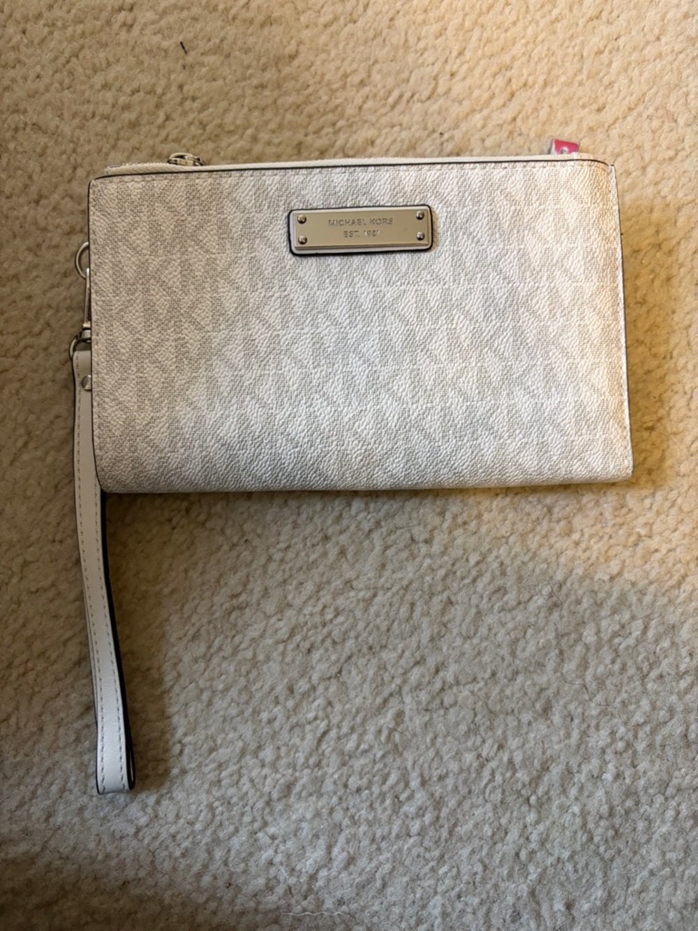 Michael Kors Metallic Silver Leather Wristlet Clutch